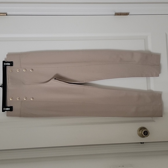 Mine Size L Beige / Khaki Colored Pull on Style Pants with Sailor Button Detail - Picture 1 of 14